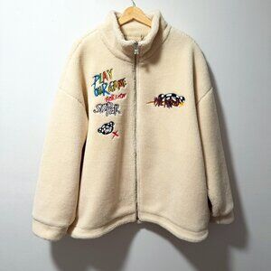 13DE MARZO Graffiti Street Slang Bear Coat Embroidered Coat Jacket Size M Unisex